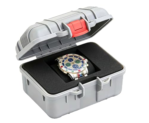CHBAYI - Waterproof & Shockproof Hard Travel Watch Case Storage Box for All Wristwatches & Compatible with Apple Watch Smart Watches (Gray)