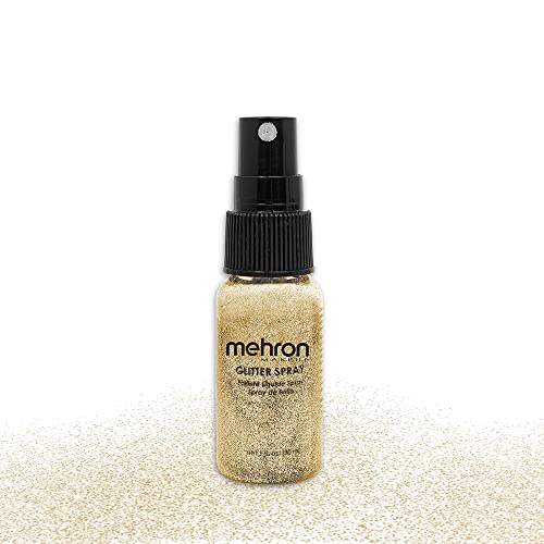 Mehron Makeup Glitterspray | Hair And Body Glitter Spray | Body Shimmer Spray 1 Fl Oz (30 Ml) (Gold) Perfect For Beauty, Theater, Halloween, Parties, Festivals, Concerts, And More #TOP1
