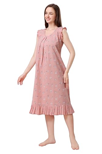 Image of Women's Viscose Blend Comfort Short Nighty with Side Pockets | Soft Printed Short Night Dress for Everyday Wear | Easy to Wear (CS5001)