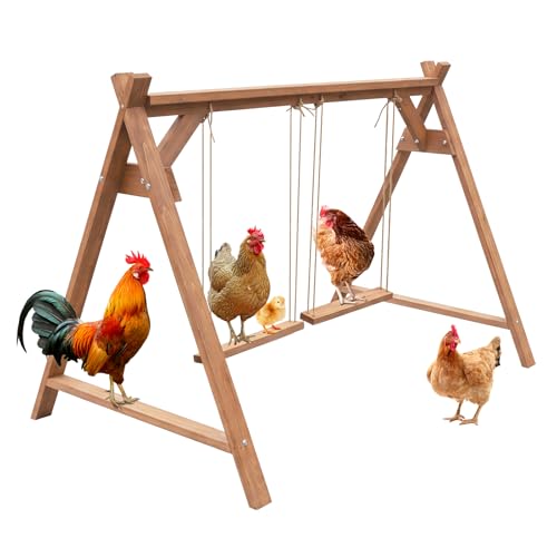 Chicken Perch with Swing, Chicken Roosting Bars for Coop Accessories, Wooden Chicken Run Toys Accessories for Chickens' Health and Happiness, Easy to Assemble & Clean by ActiveTrail - Used condition - US$50.15