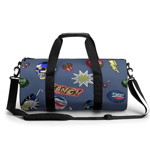 Sac de voyage imprimé crâne de capsule de bouteille style duffel bag