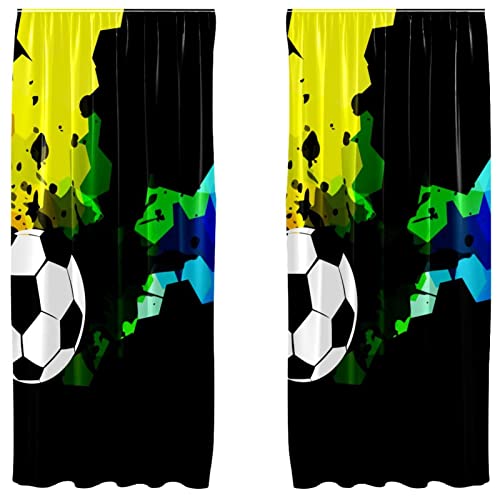 Cortinas opacas de fútbol 2 paneles 55x84 microfibra negra 2