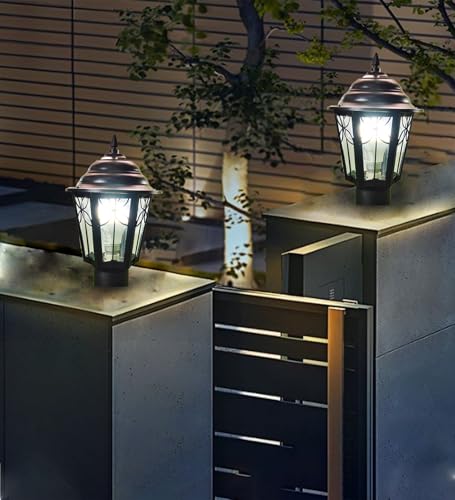 Image of BrighLyt Metal & Glass Gate Light for Main Gate, Outdoor Lights for Home Entrance, Pillar Light, Farmhouse Gate Lamps and Decorative Outdoor Wall Lamps (GL11, Pack of 2)