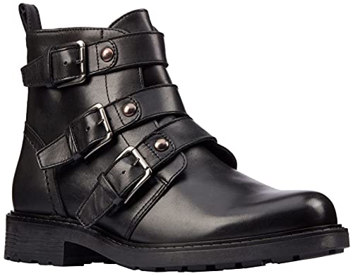 Bottes de moto Clarks Orinoco2 Stud femme bottines en cuir noir cloutées