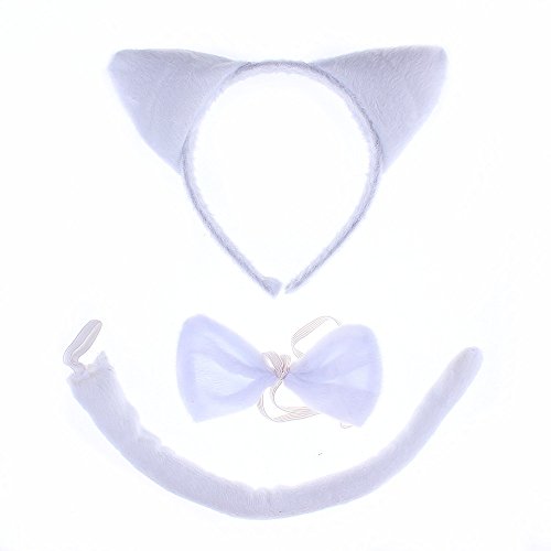She's Shining White Cats ears Headband Tail Set Fancy Dress Christmas Party Supplies