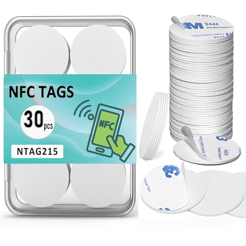 NFC�^�O NTAG215�^�O�X�e�b�J�[ ���������\ NFC 215�^�O�u�����N�R�C�� ���ʔS�� 25mm ���E���h NFC�`�b�v 504�o�C�g������ TagMo�����NFC�Ή��f�o�C�X�Ή� 30��