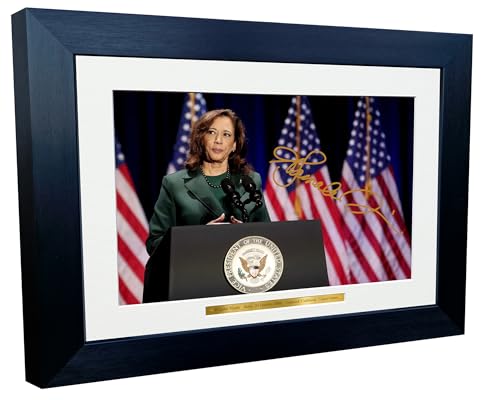 Cadre photo Kamala Harris dédicacé 30x20 cm pour décoration de bureau politique unique