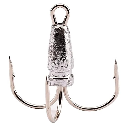 4 Pcs Snagging Hooks Snagging Weighted Treble Hooks （6/0, 8/0, 10/0, 12/0, 14/0,16/0） (8/0-4pcs)