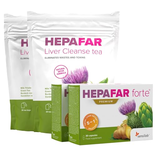 La box Detox foie Hepafar - Détoxification efficace avec le chardon-marie, les artichauts, le thé vert et le pissenlit - Foie, Protection, Détox, Digestion - Vitamine...