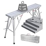 ► Sécurité et stabilité – Cet échafaudage de grande taille est fabriqué en acier galvanisé robuste et peut supporter jusqu’à 600 livres. Sa structure triangulaire lui confère solidité et stabilité. Les patins antidérapants renforcent encore la stabilité et préviennent efficacement les glissades. Pour une sécurité maximale, veuillez porter les gants fournis lors de l’utilisation.