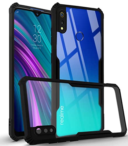 Image of Jkobi Back Cover Case for Realme 3 | Realme 3i (Crystal Glass Back | Camera Protection | Shockproof Bumpers | Professional Black)