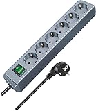 Brennenstuhl Eco-Line regleta de enchufes con 6 Tomas de Corriente (Cable de 1,5 m, Interruptor) Plateado