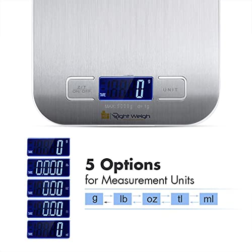 Portable Digital Food Scale, Premium Stainless Steel Food Scales Digital Weight Grams And Oz For Weight Loss, Baking And Cooking, Tare Function 11Lb (Batteries Included) #TOP5