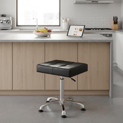 Image of Kaleurrier Heavy Duty Stools with Bell Glides Backless Height Adjustable Stool - Swivel Stool Chair for Counter Bar Office Lab Home Kitchen Classroom Shop Garage(Stationary Casters, Black)