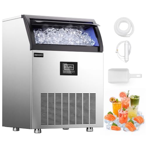 EUHOMY Commercial Ice Maker, 300 lbs/24H, Stainless Steel Under Counter