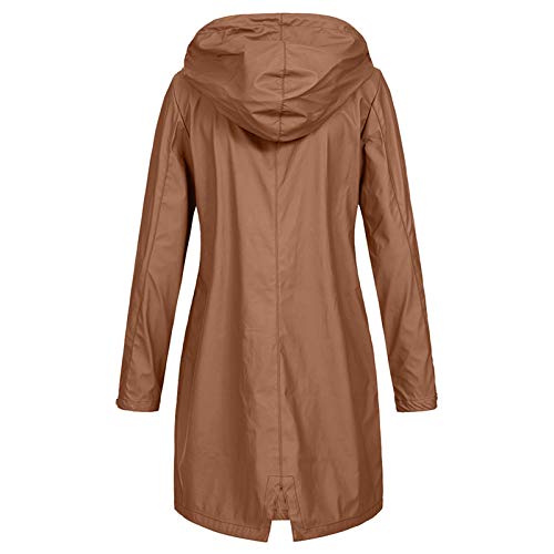 Vekdone Women Plus Size Raincoats Windbreaker Long Rain Jacket Lightweight Hooded Waterproof Outdoor Mountain Jackets(Khaki,3X-Large) #TOP1