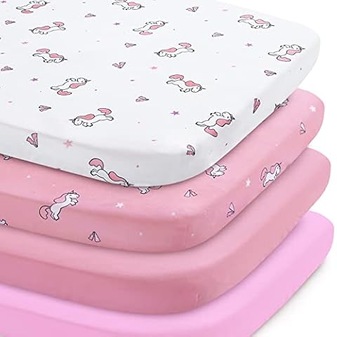 SPRINGSPIRIT Bassinet Sheet 4 Pack for Baby Girl Cover