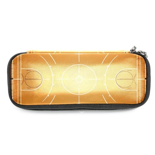 Astuccio estetico astuccio per matite campo da basket scatola di matita marrone