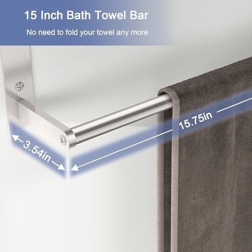 Bethom Towel Rack With Shelf 16", Metal Towel Racks For Bathroom Wall Mounted, Bathroom Shelf With Towel Bar Rustproof Bath Towel Holder Towel Rod Lavatory Bath Accessories thumb #2