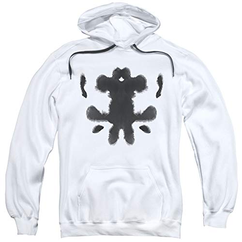 Trevco Watchmen Rorschach Face Unisex Adult Pull-over Hoodie for Men and Women, Large White