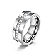 Hoisy Bague en Acier Inoxydable Femme, Bijoux Femme Argent Bague Diamant Miroir Argent Taille 59