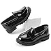 CCVON Girls Dress Shoes Chunky Loafers for Girl Platform Penny Loafers School Uniform Slip On Shoes Black Size11