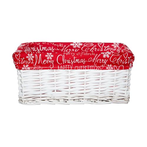 Wickerfield Red lined Honey Wicker Trays Retail Display Christmas Hampers for Gift Packaging (White, Medium)