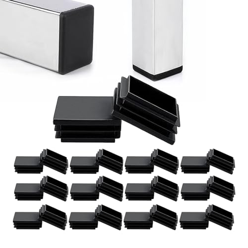 Zaky Tapones de plástico rectangulares de 50 x 40 mm, color negro, antideslizante, para silla, mesa, taburete, valla, poste, tubo, 17 unidades