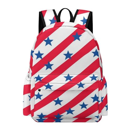 Navy Stars on U.S. Flag Stripes Funny Backpack Daily Casual Daypack Travel Mini Bag with Adjustable Strap Style-21
