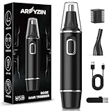 Nose Hair Trimmer for Men,Rechargeable Ear and Nose Trimmer,2 in 1 Painless Professional Eyebrow & Facial Hair Trimmer with IPX7 Waterproof Dual Edge Blades,Black