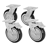6 Inches Rubber Caster Wheels Anti-Skid Heavy Duty Swivel Casters Wheels with 360 Degree for Set of 4 (2 with Brake Lock,2 Without Brake Lock)