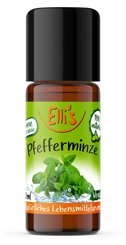 Ellis Aromen Pfefferminze NATÜRLICHES Lebensmittelaroma | Aromakonzentrat aus 100 % Veganen und Natürlichen Ursprung | Für Speisen & Getränke | 10 ml