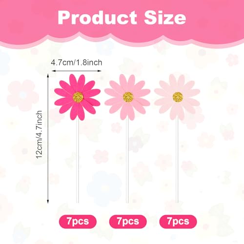 Telooco 582543_1_FKWVWPP7 Pink Daisy Cupcake Toppers 12 * 4.7Cm/4.7 * 1.8Inch White Daisy Cake Decorations Cocktail Cake Fruit Bowl Yogurt Bowl Diy Decoration thumb #1
