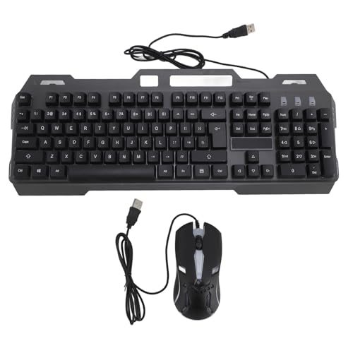 Bewinner Wired Keyboard and Mouse Combos - 104 Keys Full Size Computer Keyboard with 1200DPI Optical Mouse, Aluminum Alloy Gaming Keyboard and Mouse Set for Desktop Laptop PC