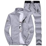 [Agree With] アグリーウィズ ジャージ スウェット 上下セット セットアップ カジュアル ジップアップ ストレッチ オールシーズン スーパーハード ウェア もこもこ あったかい オーバーサイズ オシャレ カップル スエット トレーニング トレーナー トレーニングウェア おしゃれメンズ ペアルック ナチュラル ビューティー ベーシック ルームウェア メンズ (L タイプAグレー)