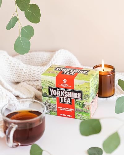 Yorkshire Tea, Red, Black Tea, Pillow Tea Bags, 80 Count (Pack of 1), Refreshing, Satisfying, and Strong, Classic British Breakfast Blend, Caffeinated, Enjoy Hot or Iced, 80 Teabags