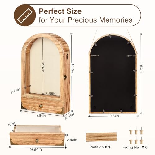 Image of DGWJSU Shadow Box Frame 10x16 Large Shadow Boxes Display Cases with Linen Back and Removable Shelves and Drawers, Picture Frame Wedding Bouquet Memorabilia Medals Photos, Christmas Decorations Gifts