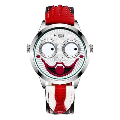 NIBOSI Watches for Men Analog Quartz Clown Dial Wrist Watches Unique Weird Fashion Cool Watch Waterproof Leather Strap Men's Watches