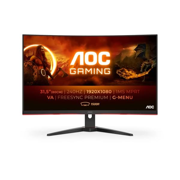 AOC C32G2ZE - Monitor curvo gaming de 32" Full HD, 240Hz, 1500R, 1ms, VA, FreeSync
