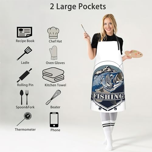 Ciaidu Bass Fish Apron, Adult Aprons For Women And Men thumb #3