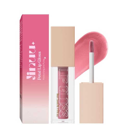Image of JINUU Lip Gloss, Lifter Gloss with Hyaluronic Acid, Hydrating & Plumping Non-Sticky Lip Gloss, Moisturizing Shine for Fuller Lips, Long-Lasting High-Gloss Finish, 8 Shades (PETAL)
