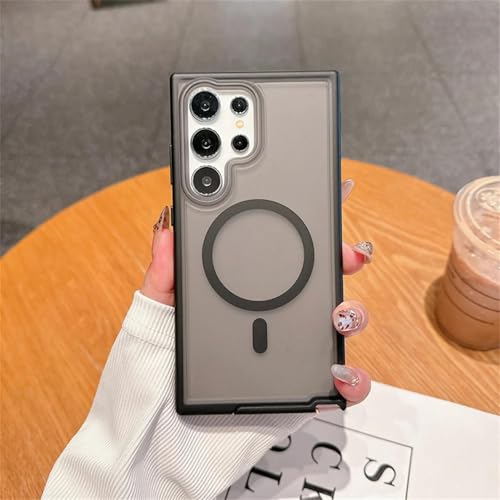 Coque magnétique S24 Ultra mate transparente contre les chocs du quotidien