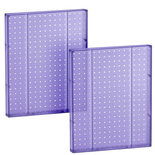 Azar Displays 771620-PUR Plastic Pegboard for Wall Organization - Garage Tool Organizer Wall Mount (Pack of 2) - 1-Sided Durable Wall Panel Organizer (16” W x 20” H x 1” D) - Garage Organizer (Purple)