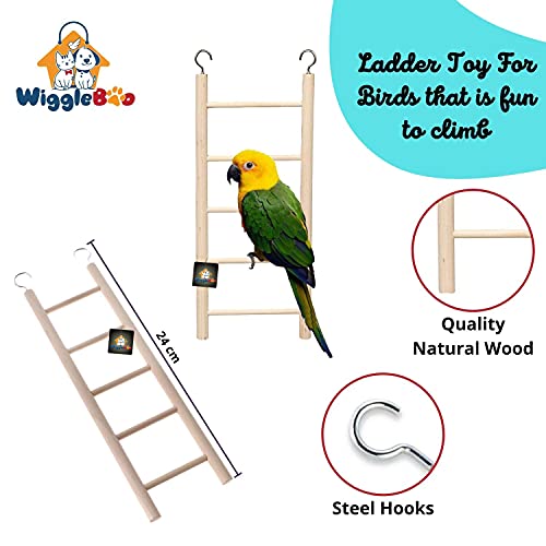 Image of Natural Wooden Ladder Bird Toy | Climbing, Exercise & Fun | for Small & Medium Birds (5 Step)