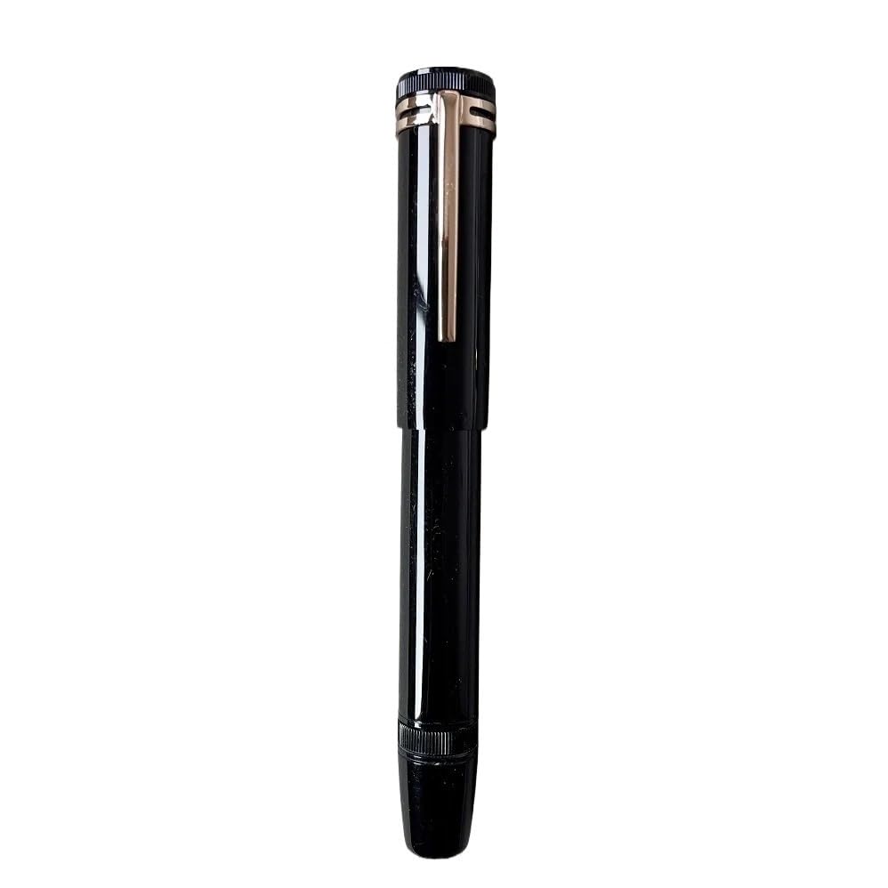 Stylo plume rotatif à encre à piston INFRI 1912 en résine noire et rouge avec plume B large