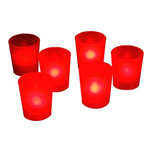 Bluedot Trading ® Flameless Flickering Battery Operated Led Votive Candles Candle Tea Lights Light Décor Wedding Centerpiece Romantic Mood Party Event ~ Quantity 6 ~ Red #TOP13