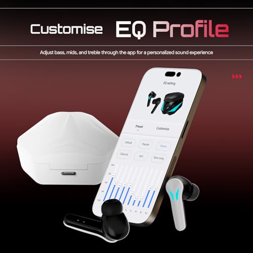 Image of Fire-Boltt Aero Shadow TWS Earbuds Custom EQ, RGB Lights, Wireless Bluetooth 5.4, Music & App Support, 50H Playtime, Fast Charging Case, 50ms Low Latency for Gaming, Touch Controls- Artic White