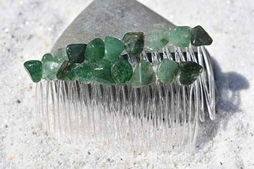 Green Quartz Stone Hair Combs (Qty of 2)