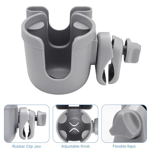 Accmor Stroller Cup Holder with Phone Holder, Bike Cup Holder, Universal Cup Holder for Uppababy Nuna Doona Strollers, 2-in-1 Cup Holder for Walker, Wheelchair, Scooter - 5