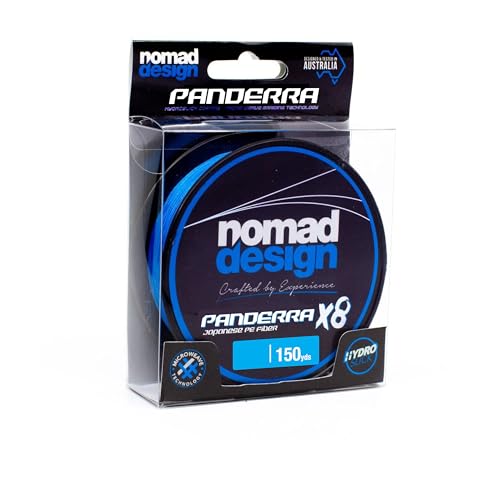 Nomad Design Panderra Cyan Blue X8 Braid 150Yds (Dia. 0.19mm) 10 pounds - Premium Blue PE Fiber Fishing Line with Micro Weave Technology, Hydroslick Coating, and Increased Casting Distance